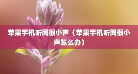 苹果手机听筒很小声（苹果手机听筒很小声怎么办）