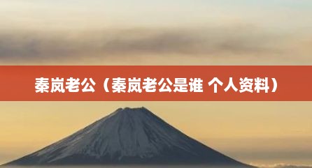 秦岚老公（秦岚老公是谁 个人资料）