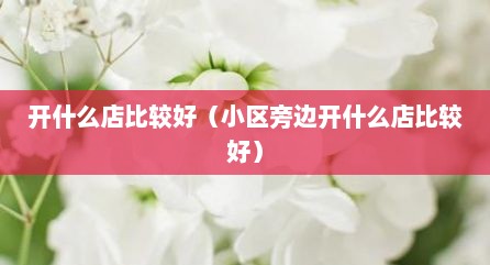 开什么店比较好（小区旁边开什么店比较好）