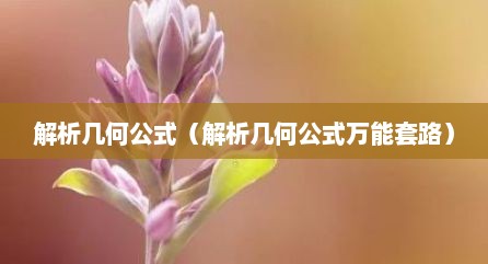 解析几何公式（解析几何公式万能套路）