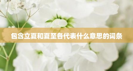 包含立夏和夏至各代表什么意思的词条