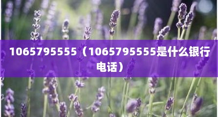 1065795555（1065795555是什么银行电话）