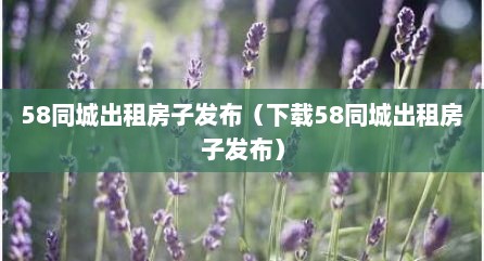 58同城出租房子发布（下载58同城出租房子发布）