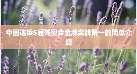 中国连续5届残奥会金牌奖牌第一的简单介绍