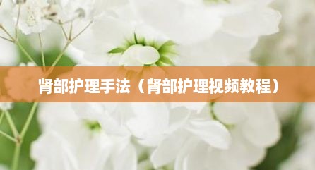 肾部护理手法（肾部护理视频教程）