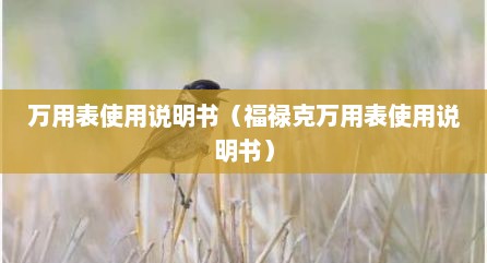 万用表使用说明书（福禄克万用表使用说明书）