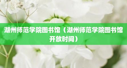 湖州师范学院图书馆（湖州师范学院图书馆开放时间）