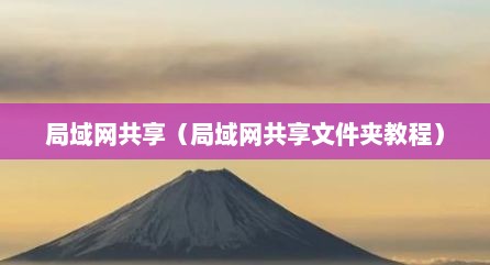 局域网共享（局域网共享文件夹教程）