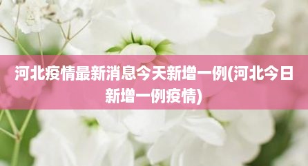 河北疫情最新消息今天新增一例(河北今日新增一例疫情)