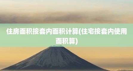 住房面积按套内面积计算(住宅按套内使用面积算)