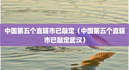 中国第五个直辖市已敲定（中国第五个直辖市已敲定武汉）