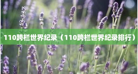 110跨栏世界纪录（110跨栏世界纪录排行）