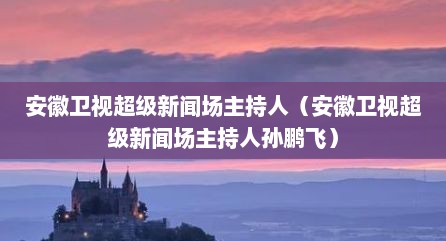 安徽卫视超级新闻场主持人（安徽卫视超级新闻场主持人孙鹏飞）