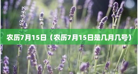 农历7月15日（农历7月15日是几月几号）