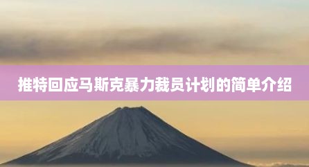 推特回应马斯克暴力裁员计划的简单介绍