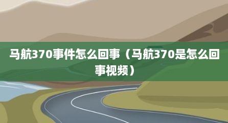 马航370事件怎么回事（马航370是怎么回事视频）