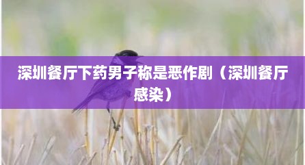 深圳餐厅下药男子称是恶作剧（深圳餐厅感染）