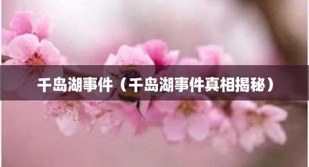 千岛湖事件（千岛湖事件真相揭秘）