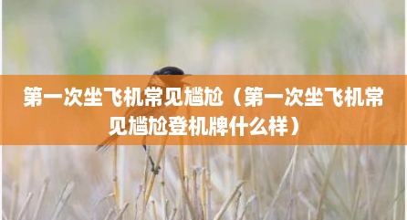 第一次坐飞机常见尴尬（第一次坐飞机常见尴尬登机牌什么样）