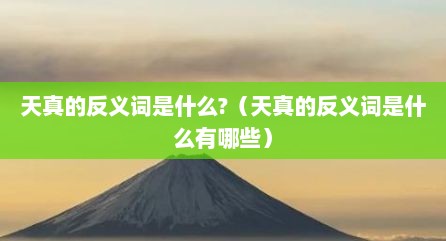 天真的反义词是什么?（天真的反义词是什么有哪些）