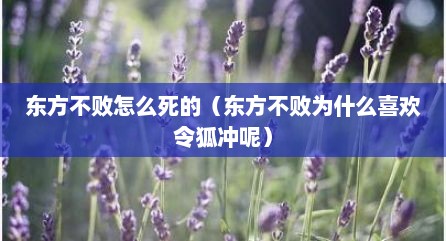 东方不败怎么死的（东方不败为什么喜欢令狐冲呢）