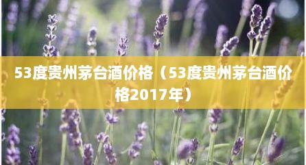 53度贵州茅台酒价格（53度贵州茅台酒价格2017年）