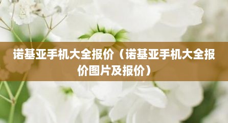 诺基亚手机大全报价（诺基亚手机大全报价图片及报价）