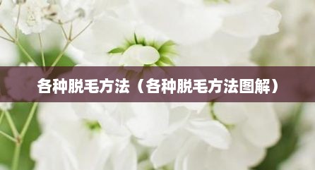 各种脱毛方法（各种脱毛方法图解）