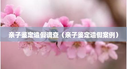 亲子鉴定造假调查（亲子鉴定造假案例）