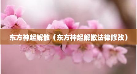 东方神起解散（东方神起解散法律修改）