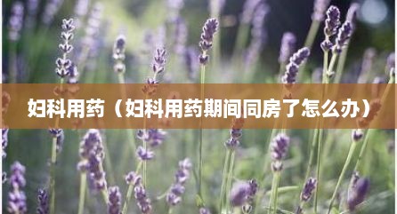 妇科用药（妇科用药期间同房了怎么办）