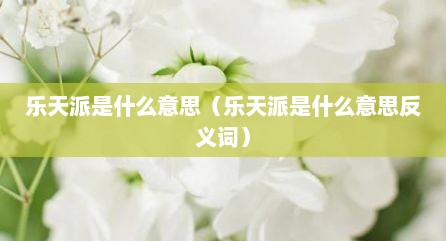 乐天派是什么意思（乐天派是什么意思反义词）