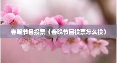 春晚节目投票（春晚节目投票怎么投）