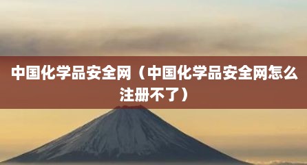 中国化学品安全网（中国化学品安全网怎么注册不了）