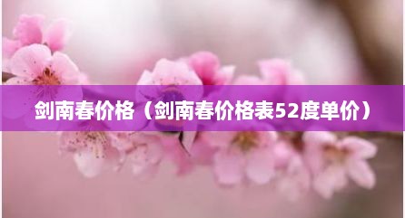 剑南春价格（剑南春价格表52度单价）