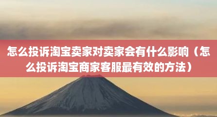 怎么投诉淘宝卖家对卖家会有什么影响（怎么投诉淘宝商家客服最有效的方法）