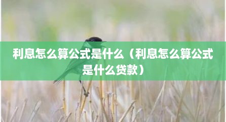 利息怎么算公式是什么（利息怎么算公式是什么贷款）