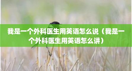 我是一个外科医生用英语怎么说（我是一个外科医生用英语怎么讲）