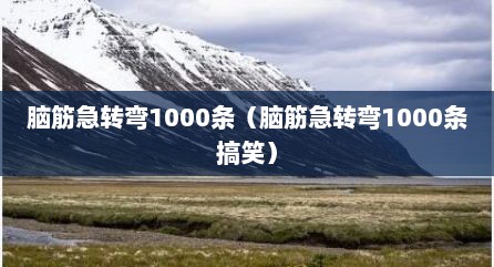 脑筋急转弯1000条（脑筋急转弯1000条搞笑）