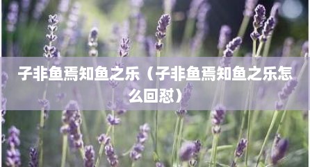 子非鱼焉知鱼之乐（子非鱼焉知鱼之乐怎么回怼）