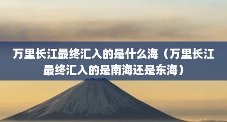 万里长江最终汇入的是什么海（万里长江最终汇入的是南海还是东海）