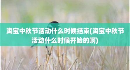 淘宝中秋节活动什么时候结束(淘宝中秋节活动什么时候开始的啊)