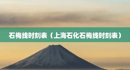 石梅线时刻表（上海石化石梅线时刻表）