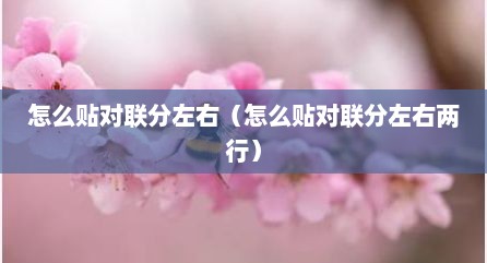 怎么贴对联分左右（怎么贴对联分左右两行）