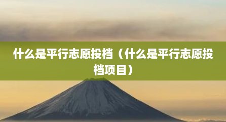 什么是平行志愿投档（什么是平行志愿投档项目）