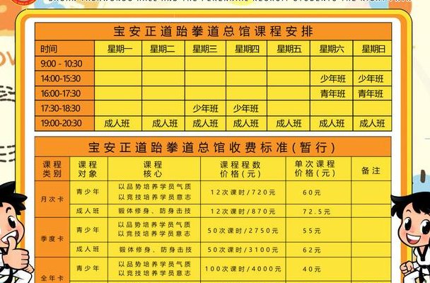 跆拳道培训收费价格表（跆拳道培训收费价格表最新）