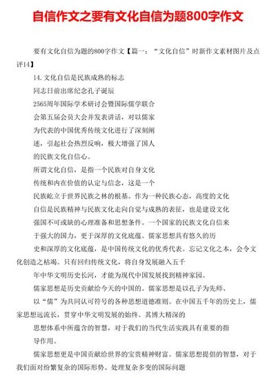 文化自信是什么（文化自信为主题的作文800字）