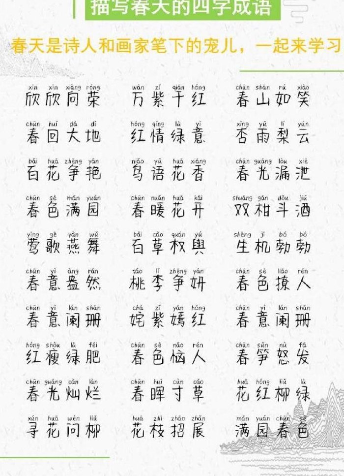 赞美春天的词（赞美春天的词语四个字）