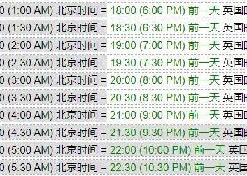 中国英国时差（中英时差对照表24小时图片）