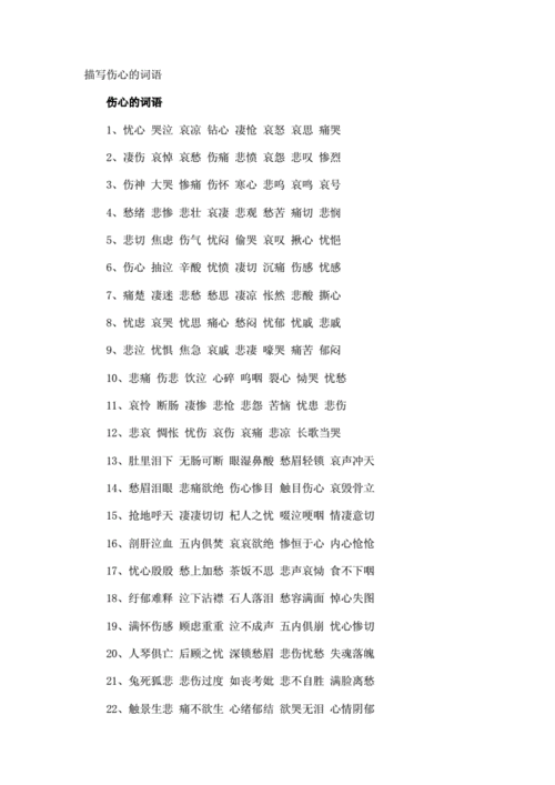 形容伤心的词语两个字（形容伤心的词语二字词语有哪些）